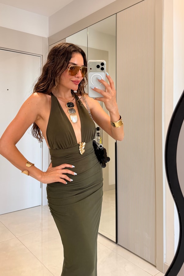 Keira Haki Sandy Aksesuar Detaylı Elbise