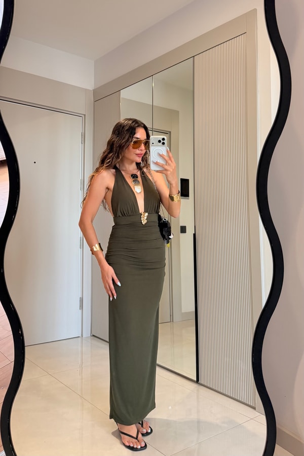 Keira Haki Sandy Aksesuar Detaylı Elbise