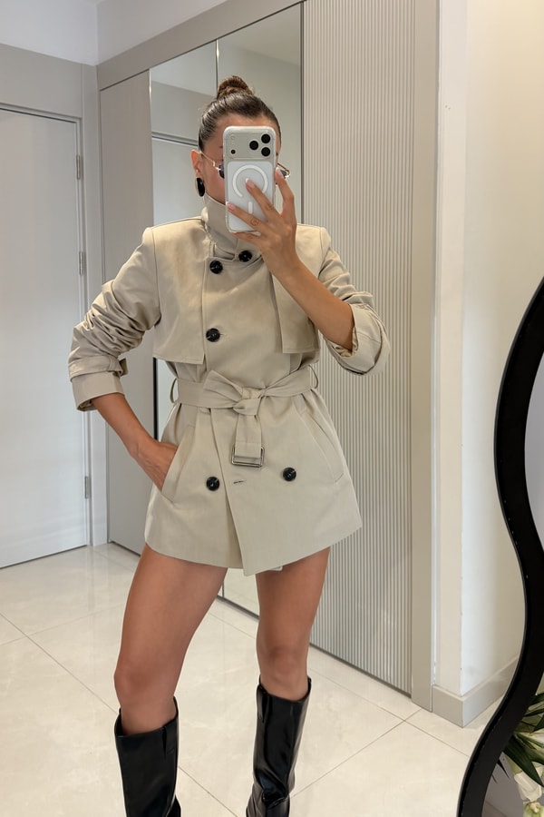 Kiara Taş Kemerli Trençkot
