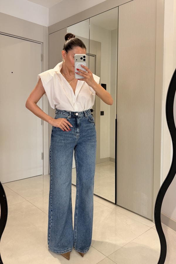 Kindy Midblue Wide Leg Jean