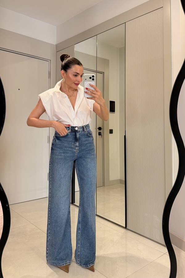 Kindy Midblue Wide Leg Jean