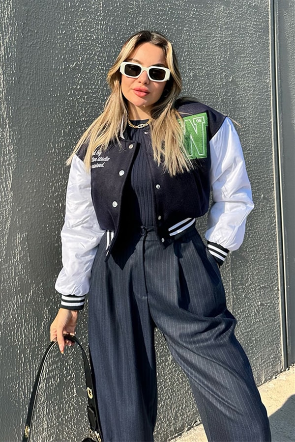 Boho lacivert bomber ceket