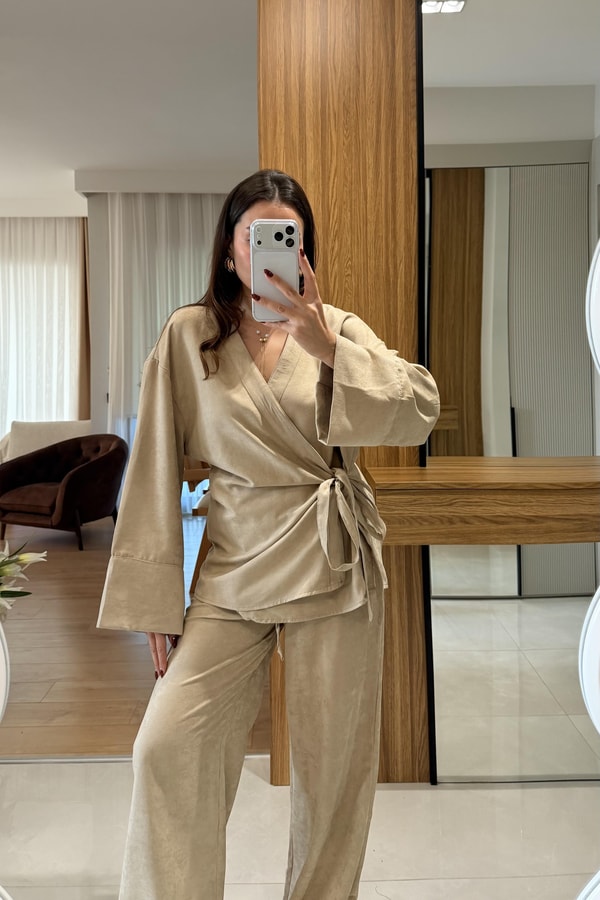 Kraf Camel Kimonolu İkili Takım