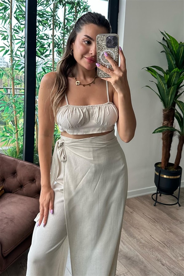 Krem keten crop top