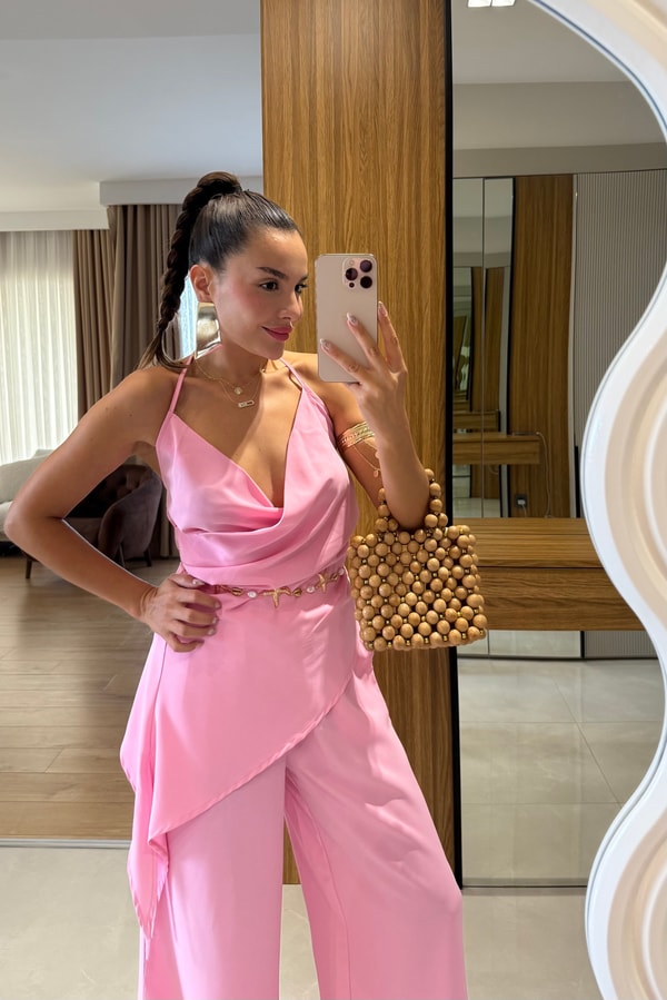 Labely Toz Pembe İkili Takım