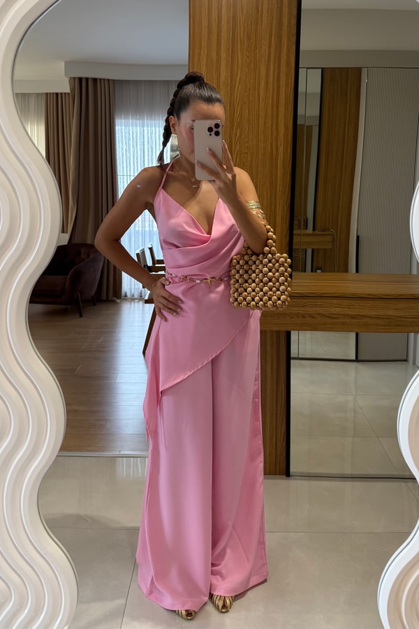 Labely Toz Pembe İkili Takım