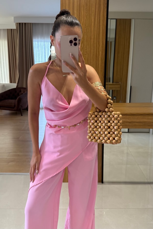 Labely Toz Pembe İkili Takım
