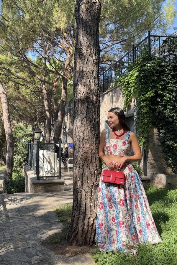 Ladies Gül Desen Saten Premium Takım
