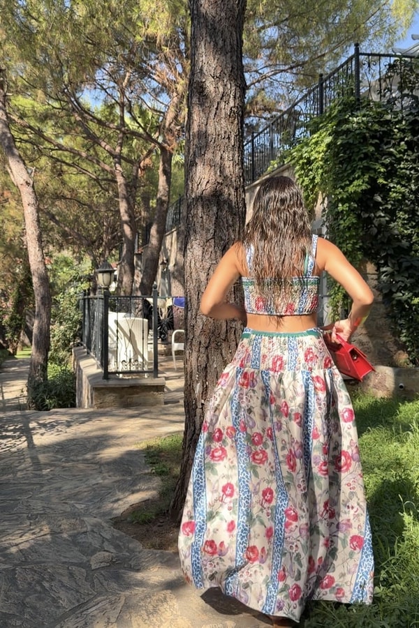 Ladies Gül Desen Saten Premium Takım