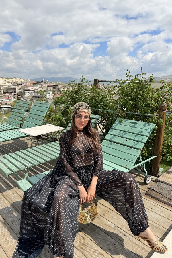 Lafonte Puantiyeli Şifon Astarlı Şalvar Pantolon