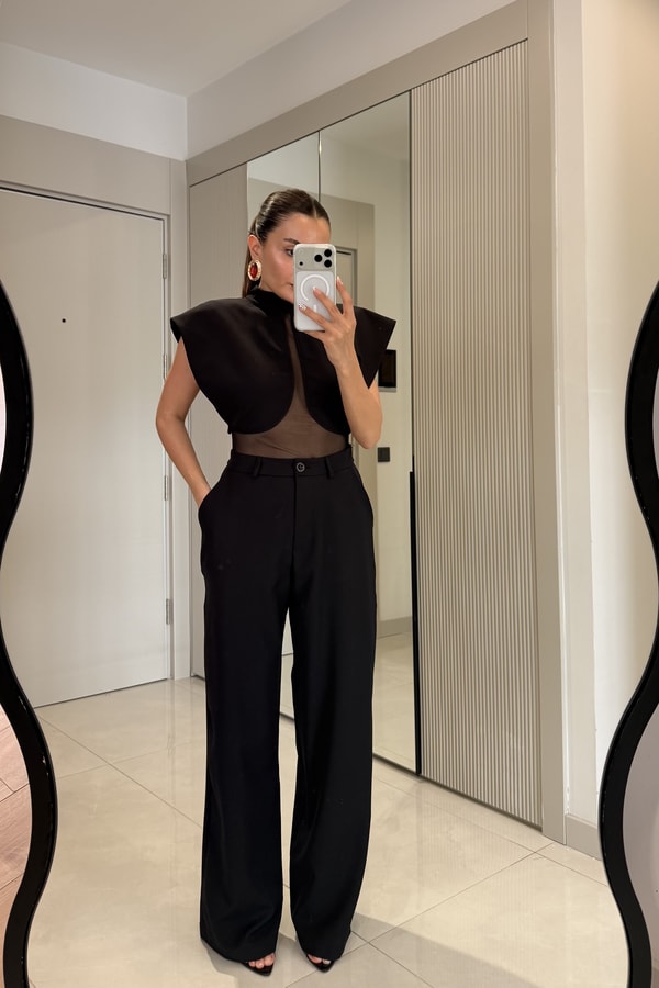 Lancome Siyah Tül Detaylı Premium Takım
