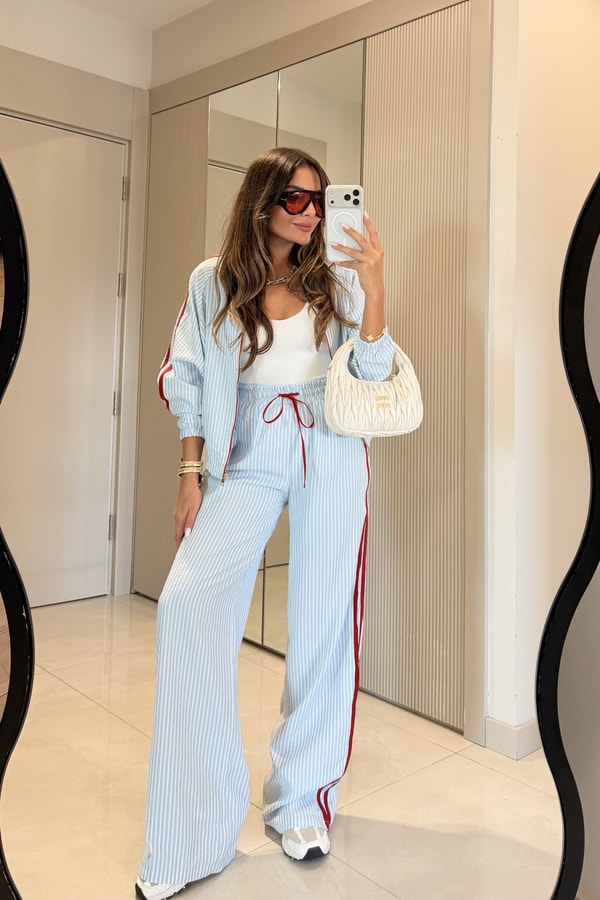 Larisa Mavi Çizgili Twst Takım