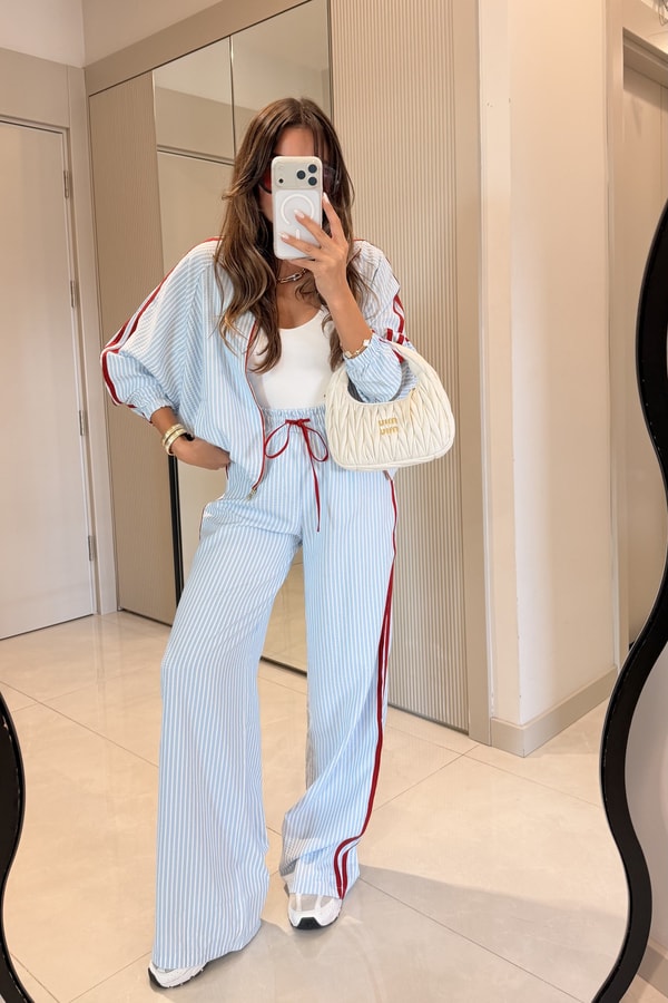 Larisa Mavi Çizgili Twst Takım