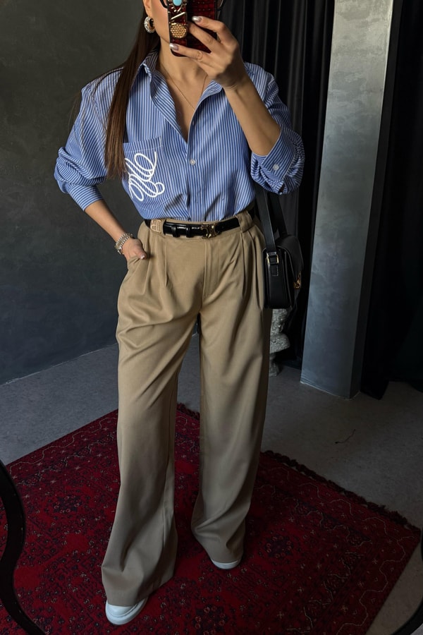 Lauren Camel Kemer B Nakışlı Pantolon