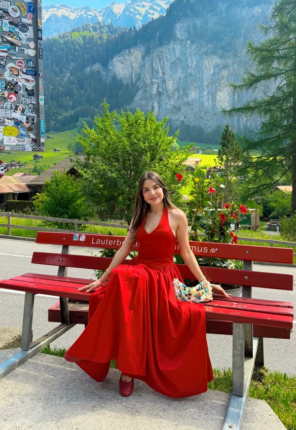 Lauter Kırmızı V Yaka Romantik Premium Elbise