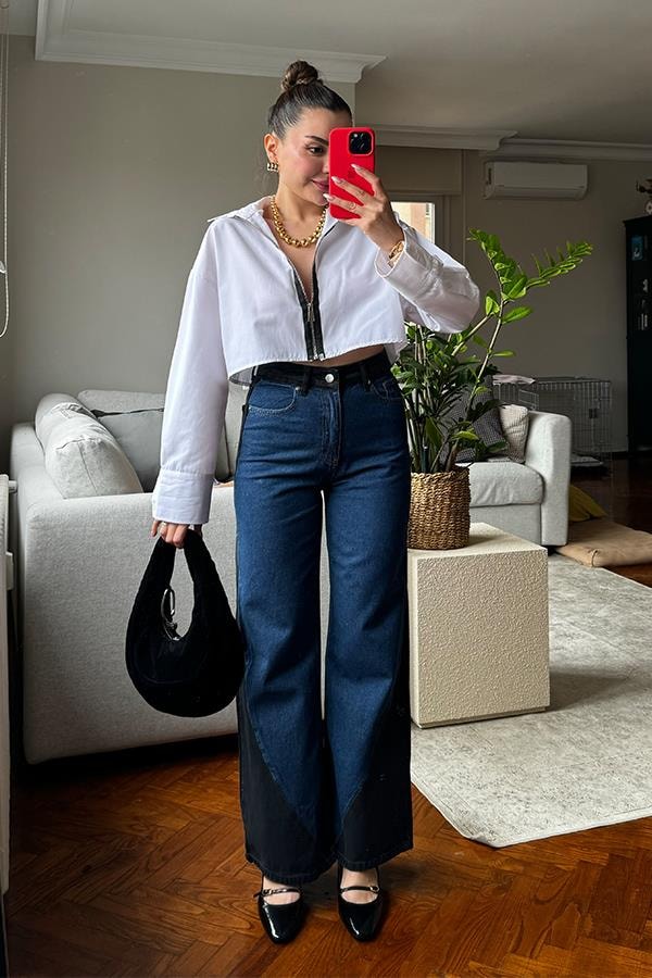 Lazy Çift Renk Tasarım Jean