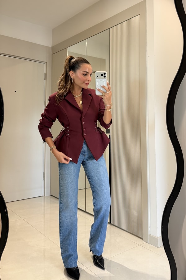 Lidya Midblue Yüksek Bel Düz Paça Jean