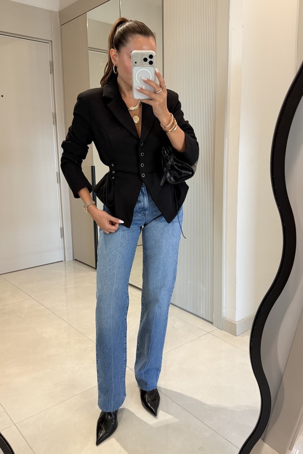 Lidya Midblue Yüksek Bel Düz Paça Jean
