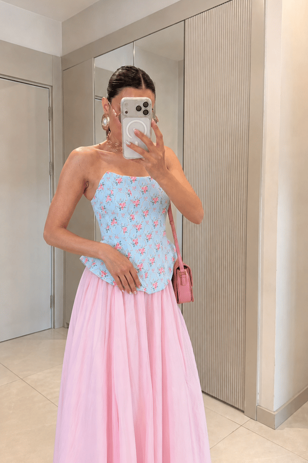 Loleta Bebe Mavi Çiçekli Korse Büstiyer