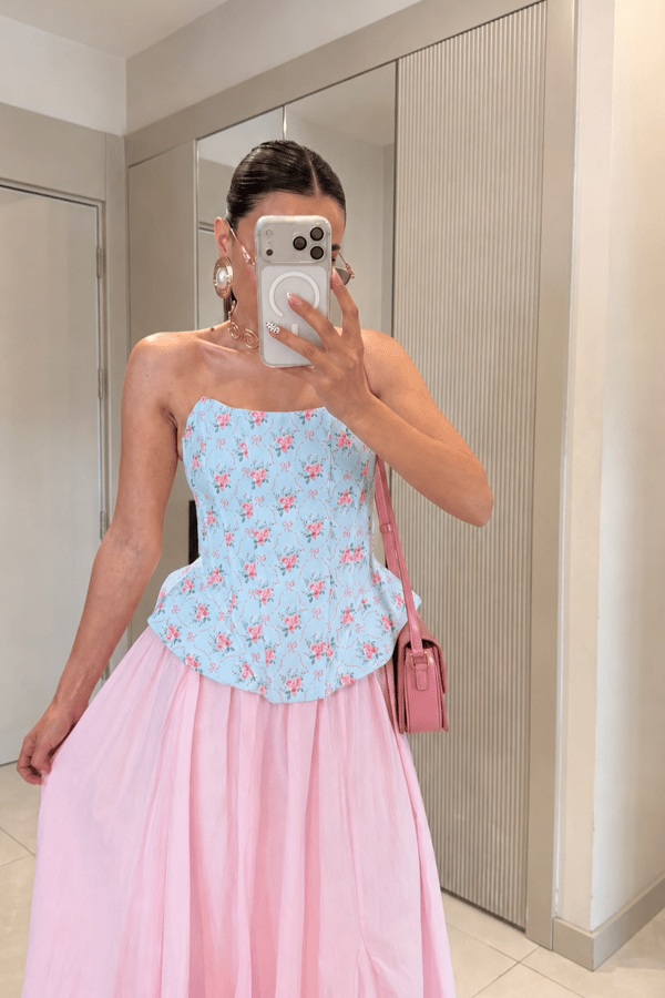 Loleta Bebe Mavi Çiçekli Korse Büstiyer