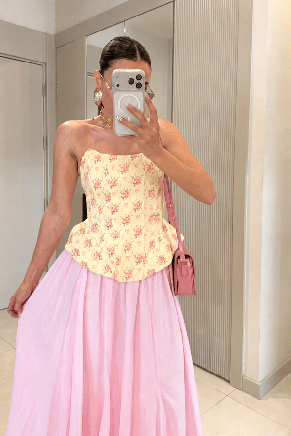 Loleta Sarı Çiçekli Korse Büstiyer