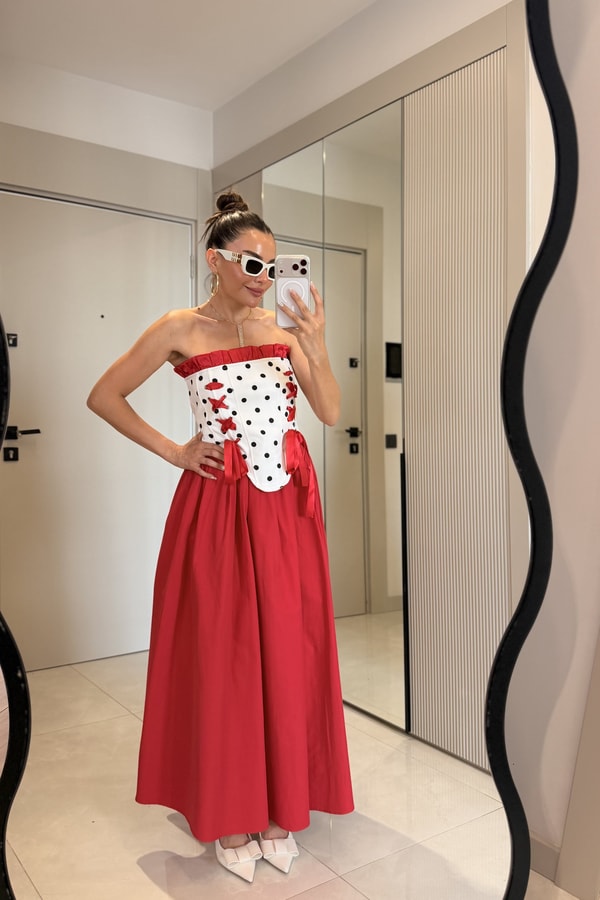 Lolita Kırmızı Maxi Etek