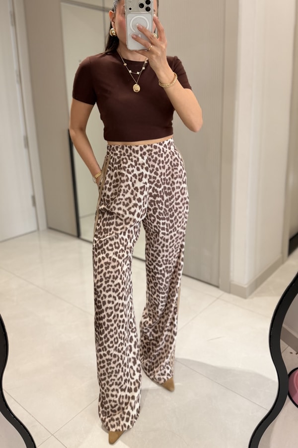 Loly Leopar Desen Yüksek Bel Palazzo Pantolon