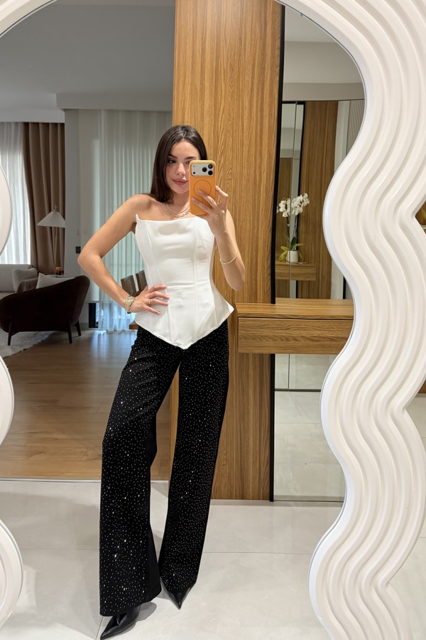 Lopez Siyah Full Taşlı Jean