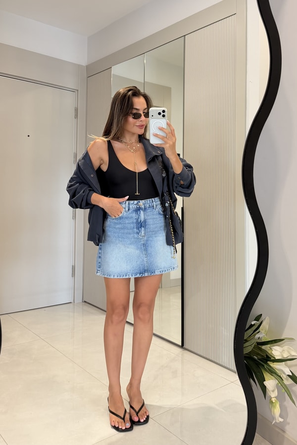Lorvella Lightblue Basic Denim Etek