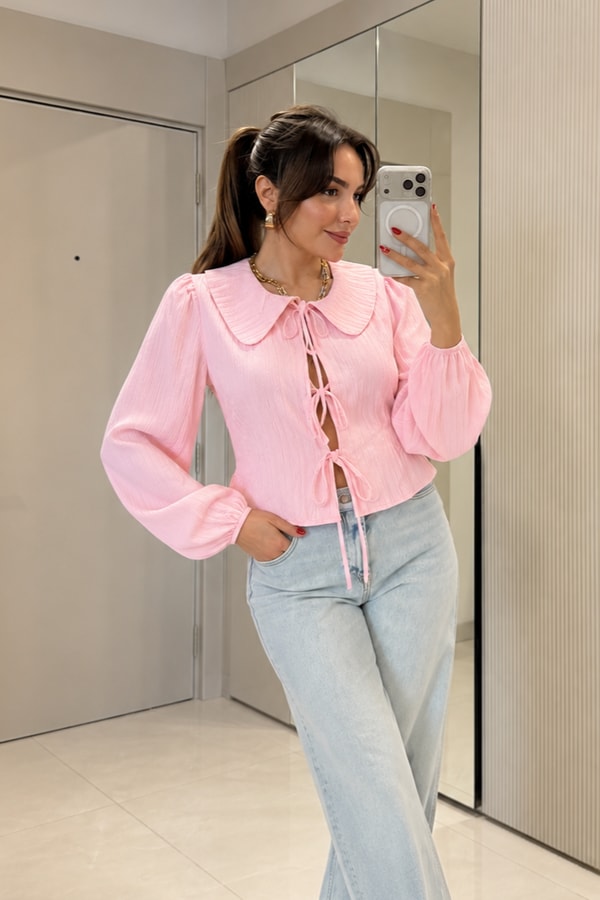 Lotte Pembe Bağlamalı Gömlek