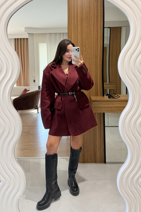 Lover Bordo Kaşe Blazer