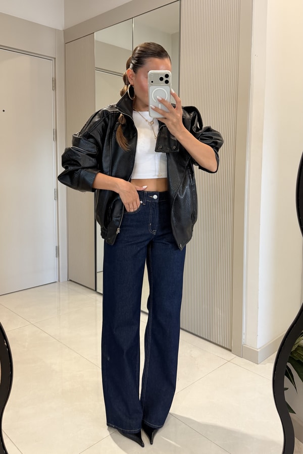 Luina Darkblue Yüksek Bel Palazzo Jean
