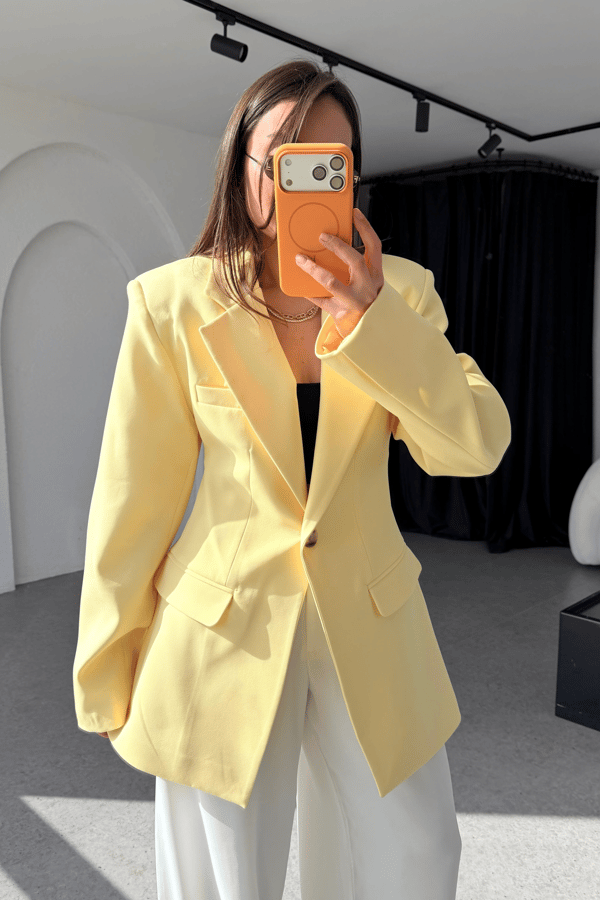 Luise Sarı Vatkalı Premium Blazer 