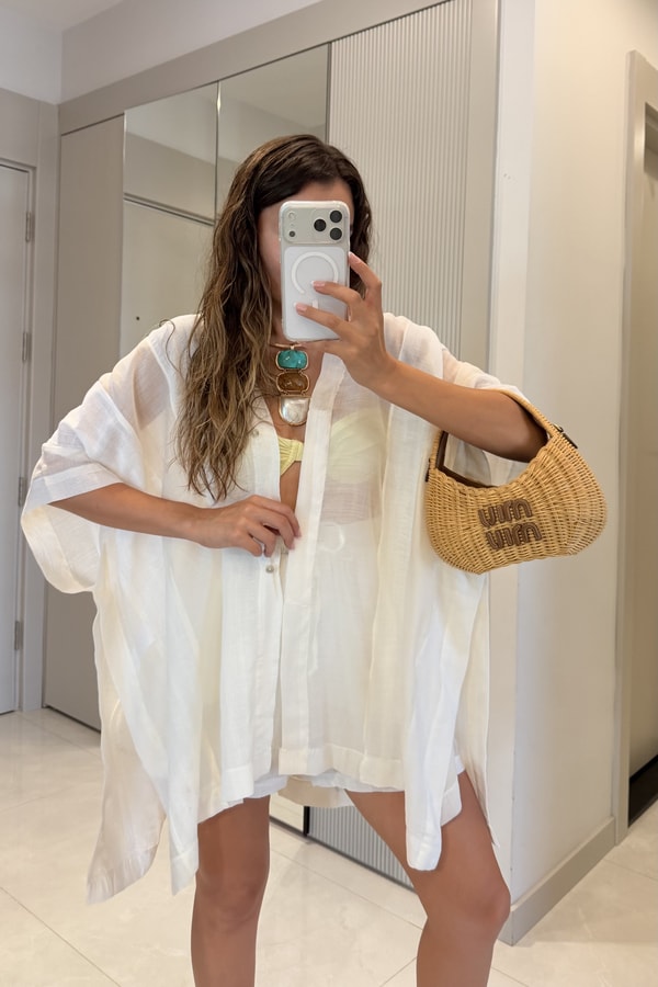 Lunara Beyaz Kimono Şort Takım