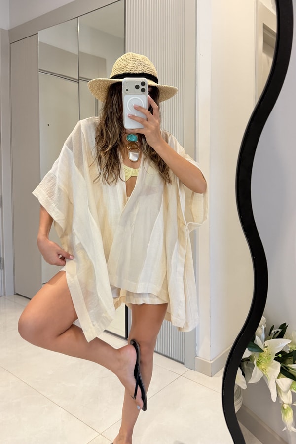 Lunara Taş Kimono Şort Takım