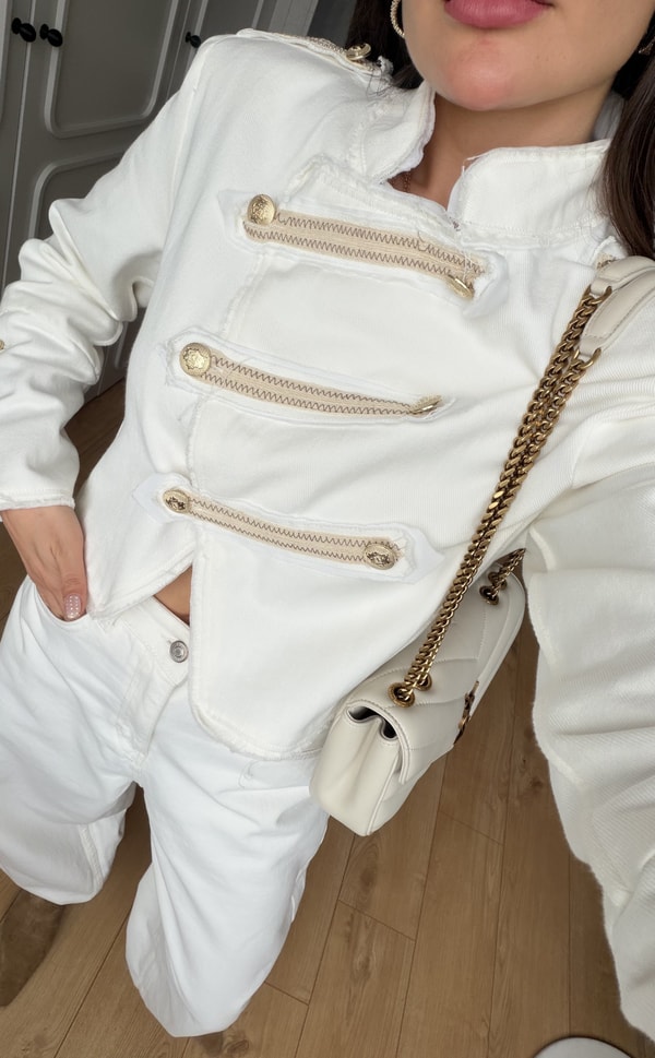 Lunda Apoletli Gold Düğmeli Denim Ceket