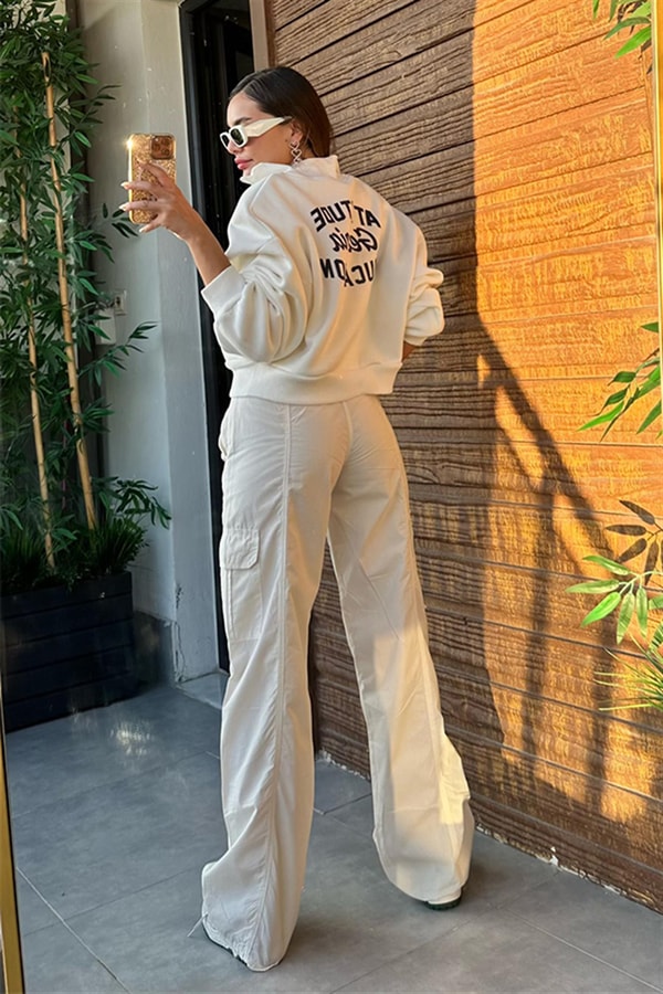 Luxy Jogger Kargo Pantolon - Krem