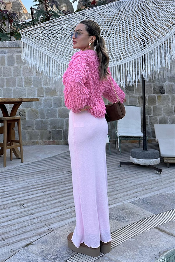 Mabel İç Astarlı Pembe Etek