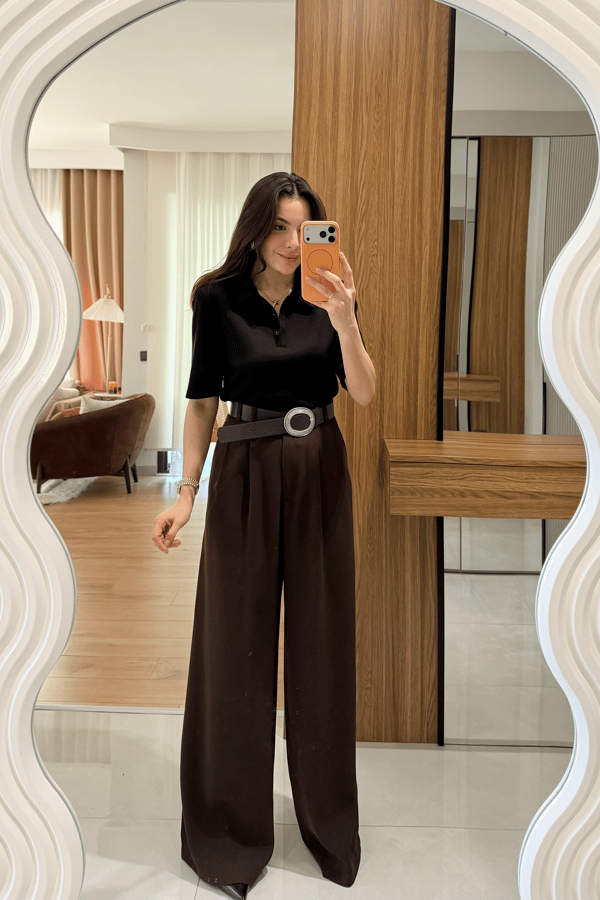 Mairin Siyah Vatkalı Polo Yaka Tshirt