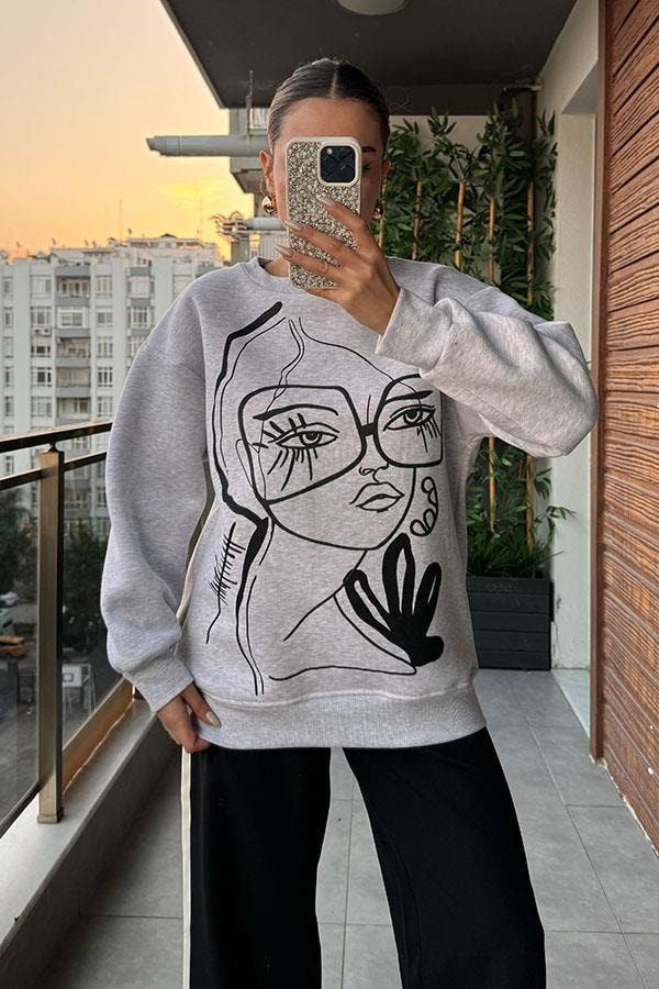 Mais Kadın Silüeti Sweat - Gri