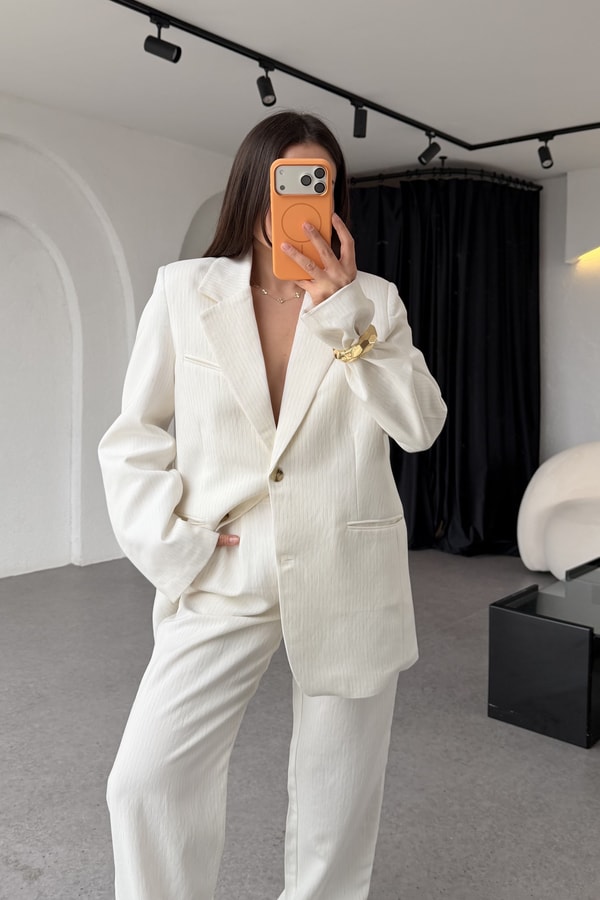 Marina Çizgili Premium Blazer Ceket