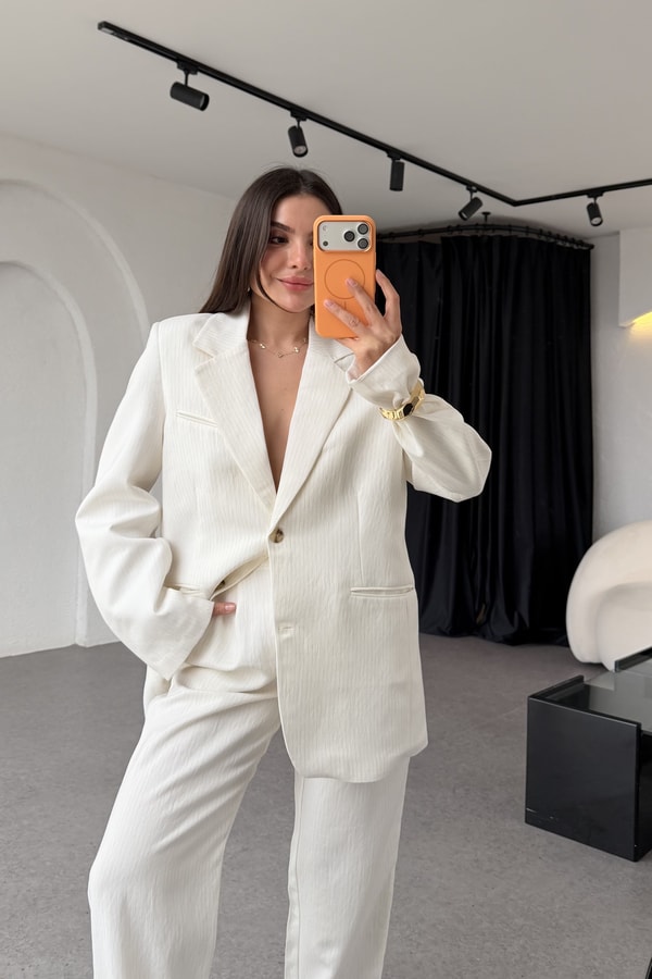 Marina Çizgili Premium Blazer Ceket