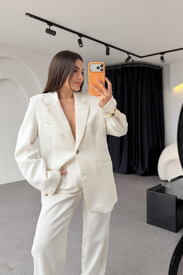 Marina Çizgili Premium Blazer Ceket
