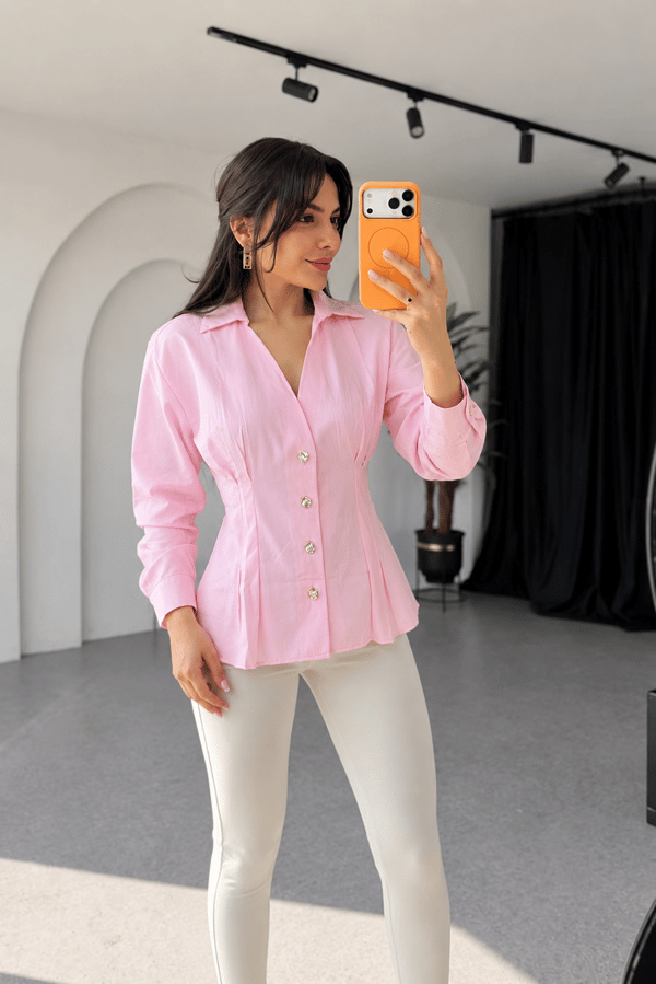 Markey Pembe Gold Düğmeli Gömlek