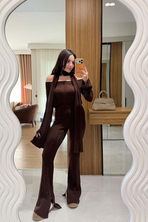Marsilya Kahve  Üçlü Triko Takım