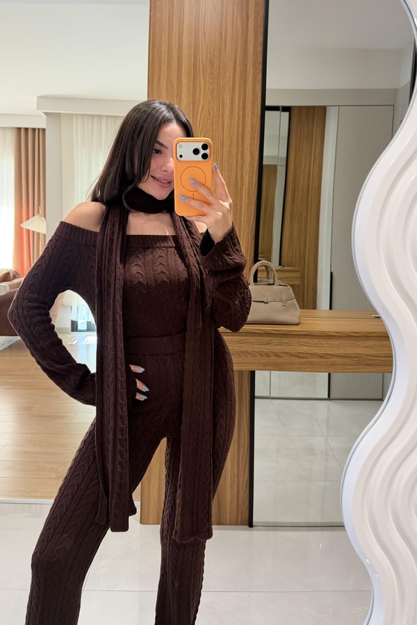 Marsilya Kahve  Üçlü Triko Takım