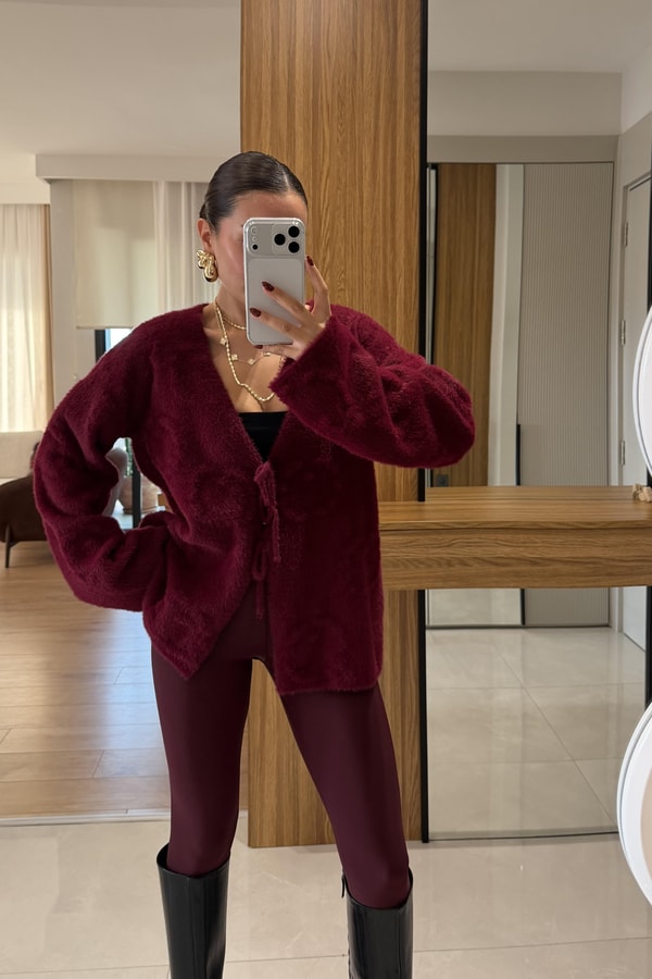 Marvin Bordo Yumoş Dokulu Bağlamalı Hırka