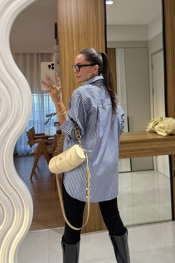 Joyce Mavi Çizgili Gömlek 