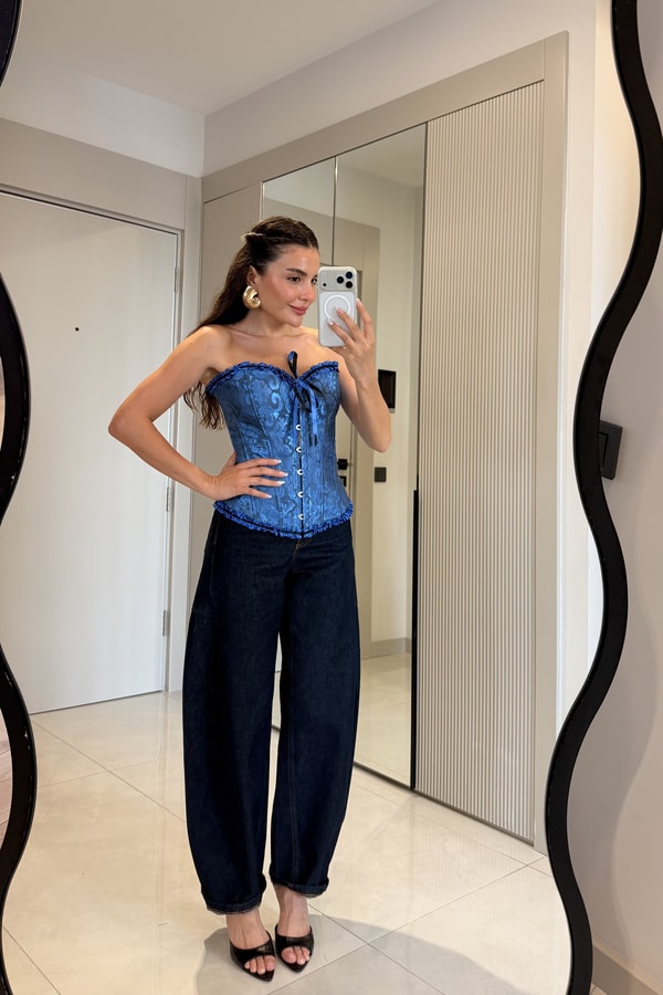Masie Lacivert Baggy Jean