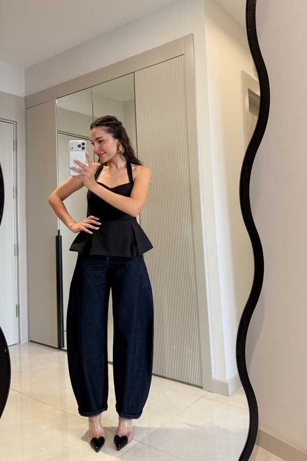 Masie Lacivert Baggy Jean